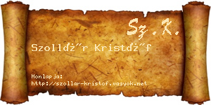 Szollár Kristóf névjegykártya